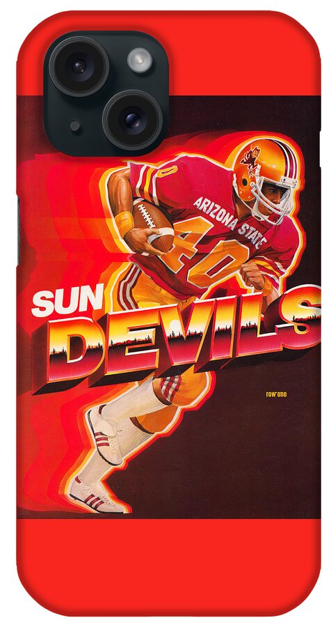 Arizona iPhone Case featuring the mixed media 1983 Arizona State Football Art by Row One Brand