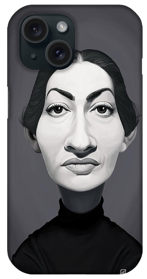 Illustration iPhone Case featuring the digital art Celebrity Sunday - Maria Callas by Rob Snow