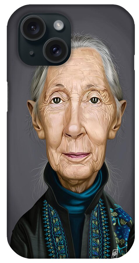 Illustration iPhone Case featuring the digital art Celebrity Sunday - Jane Goodall by Rob Snow