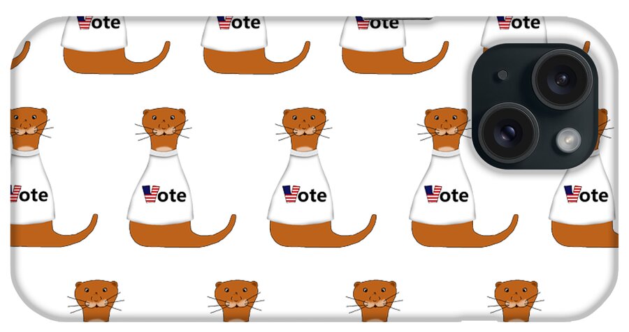 Oliver The Otter iPhone Case featuring the digital art Oliver The Otter Says Vote by Colleen Cornelius