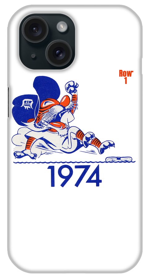 Detroit Tigers iPhone Case featuring the mixed media 1974 Detroit Tigers Art by Row One Brand