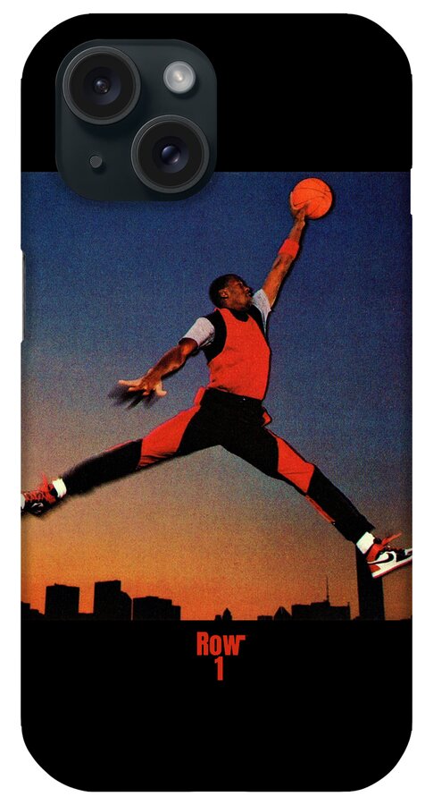 Michael Jordan iPhone Case featuring the mixed media 1985 Nike Michael Jordan Rookie Promo Card by Row One Brand