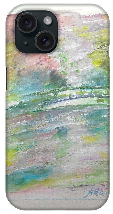 Monet iPhone Case featuring the painting Monets Garden April Rain in Giverny Watercolor v2 by Felipe Adan Lerma