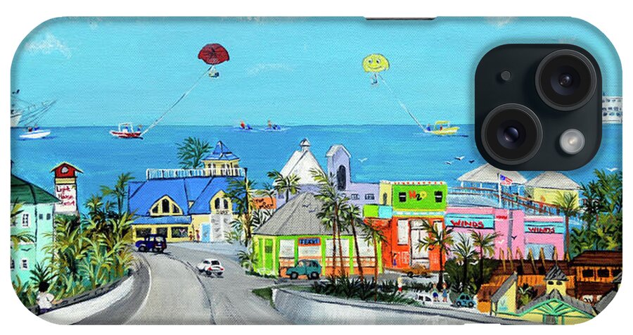 Fort Myers Beach Florida Water Ocean Bridge Sky iPhone Case featuring the painting The View from Sky Bridge #1 by Joni Hermansen