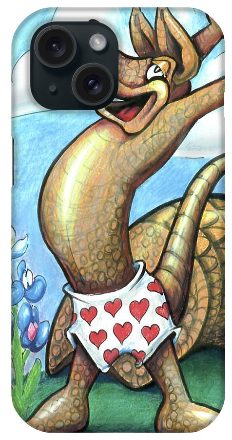 Armadillo iPhone Case featuring the digital art Get Out of Your Shell, Stop and Smell the Bluebonnets by Kevin Middleton