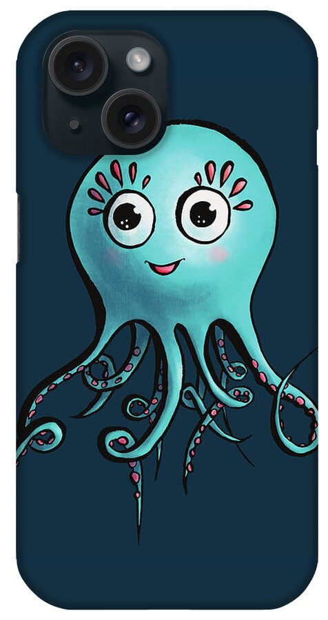 Octopus iPhone Case featuring the digital art Cute Octopus Sea Monster Character #1 by Boriana Giormova