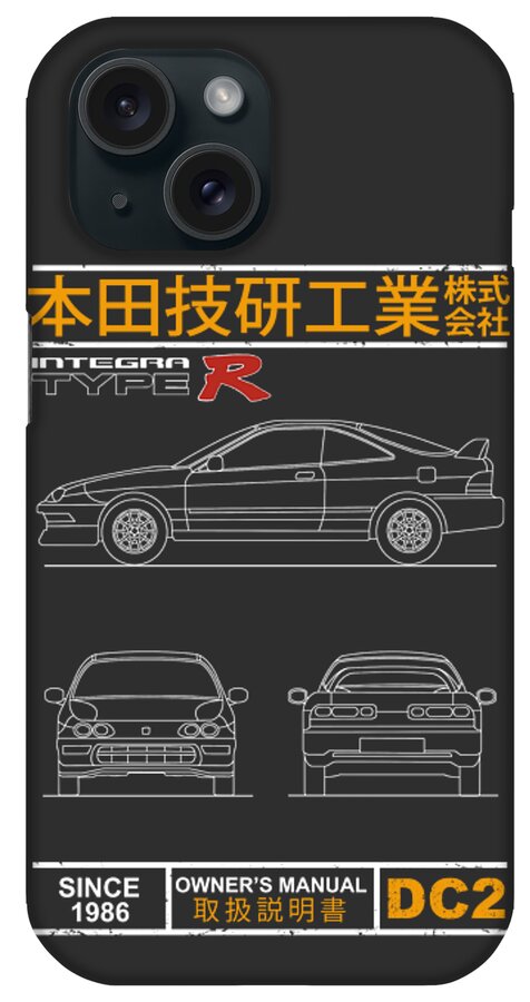 Honda Integra Type R iPhone Case featuring the photograph Blueprint of the Integra Type R by Mark Rogan