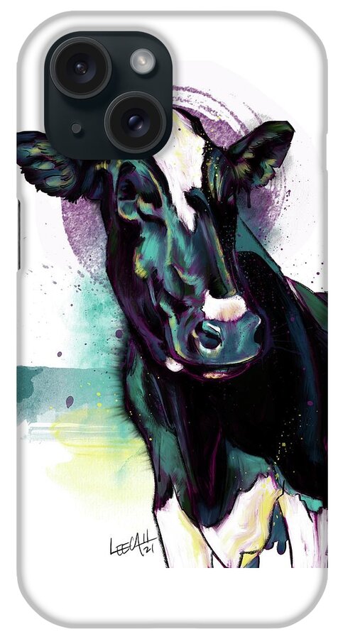 Cow iPhone Case featuring the digital art Luna by Dawg Painter