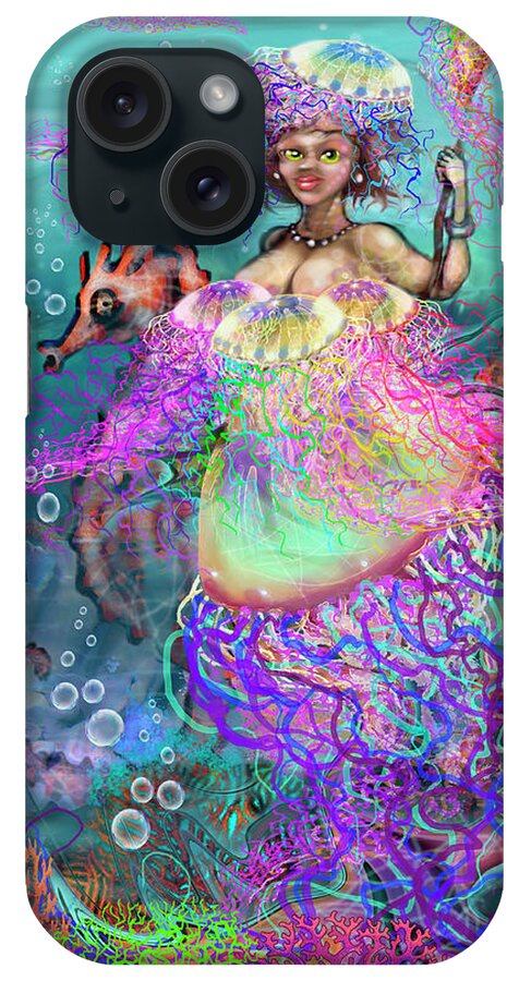 Mermaid iPhone Case featuring the digital art Mermaid Jellyfish Dress by Kevin Middleton