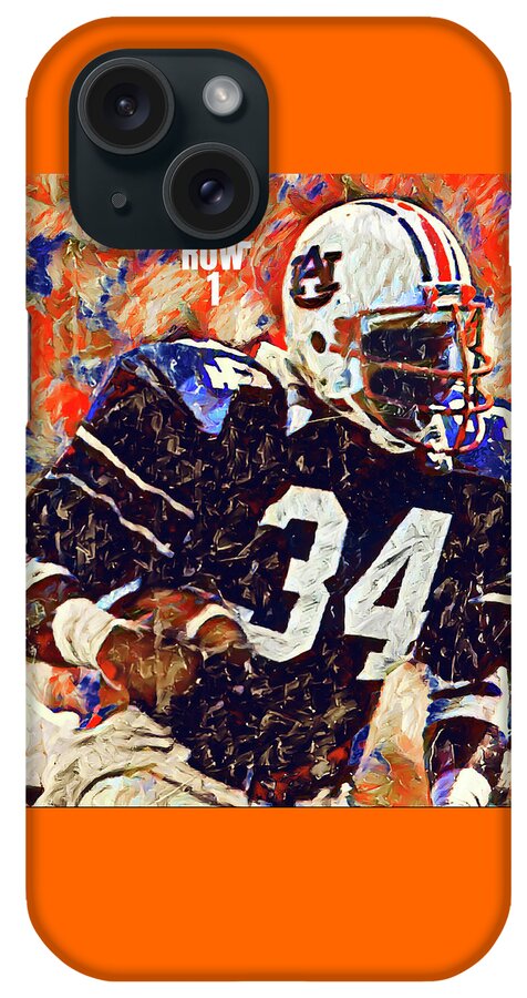 Auburn iPhone Case featuring the mixed media Bo Jackson Auburn Football Digital Painting by Row One Brand