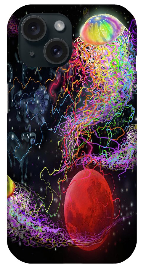 Space iPhone Case featuring the digital art Cosmic Connections by Kevin Middleton