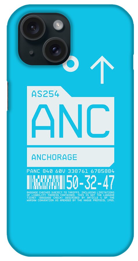 Airline iPhone Case featuring the digital art Luggage Tag C - ANC Anchorage Alaska USA by Organic Synthesis