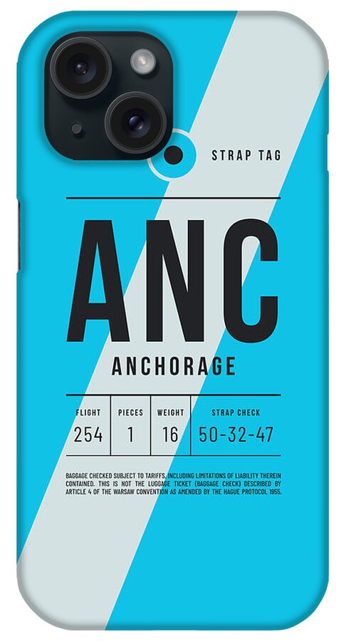 Airline iPhone Case featuring the digital art Luggage Tag E - ANC Anchorage Alaska USA by Organic Synthesis