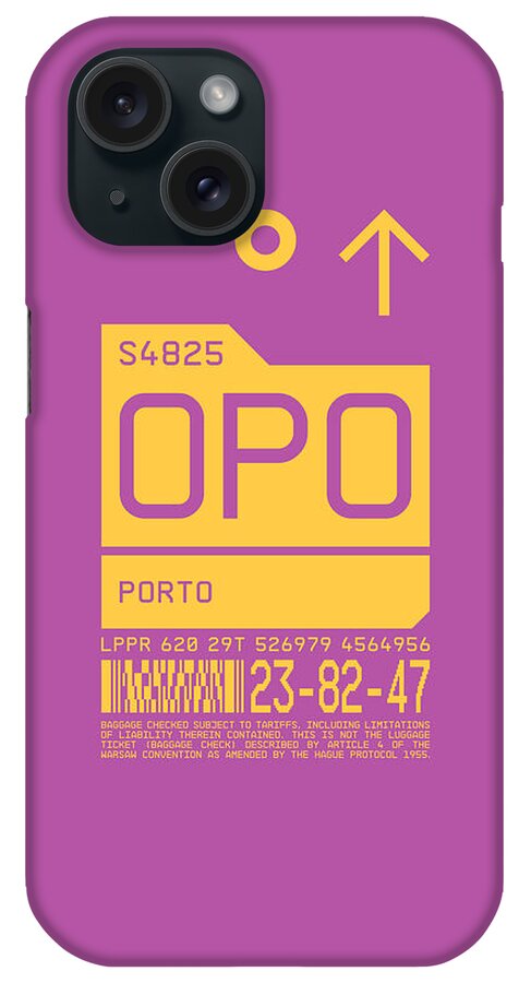 Airline iPhone Case featuring the digital art Luggage Tag C - OPO Porto Portugal by Organic Synthesis