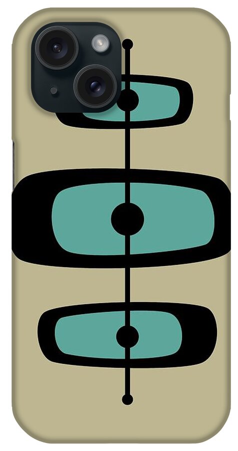 Mid Century Modern iPhone Case featuring the digital art Two Toned Mid Century Oblongs in Teal by Donna Mibus