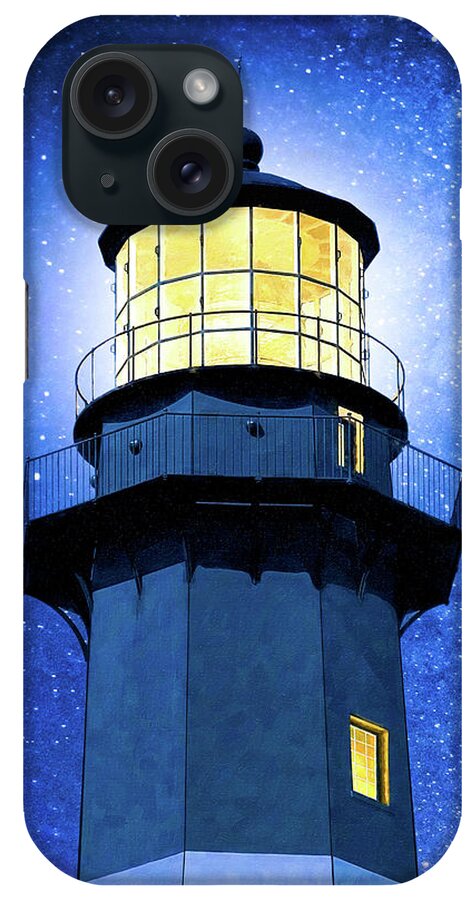Georgia iPhone Case featuring the mixed media Tybee Lighthouse At Night by Mark Tisdale