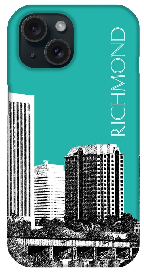 Architecture iPhone Case featuring the digital art Richmond Skyline - Teal by DB Artist
