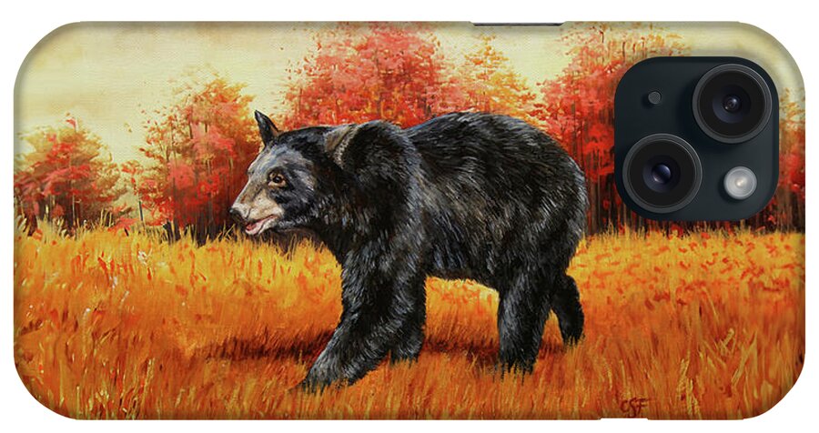 Bear iPhone Case featuring the painting Autumn Black Bear by Crista Forest