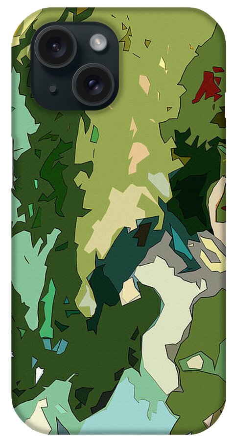Abstract iPhone Case featuring the mixed media Arugula Salad Abstract Triptych #3 by Ginette Callaway