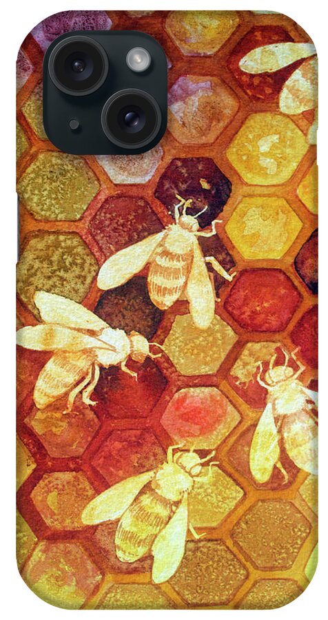  iPhone Case featuring the painting As Go The Bees Study by Helen Klebesadel
