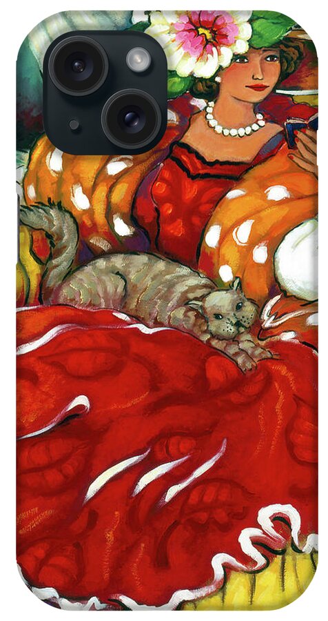 Cat iPhone Case featuring the painting As I Recall by Linda Carter Holman
