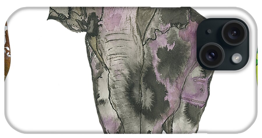 Asian Elephant iPhone Case featuring the mixed media Astasia the Elephant by Judy Huck
