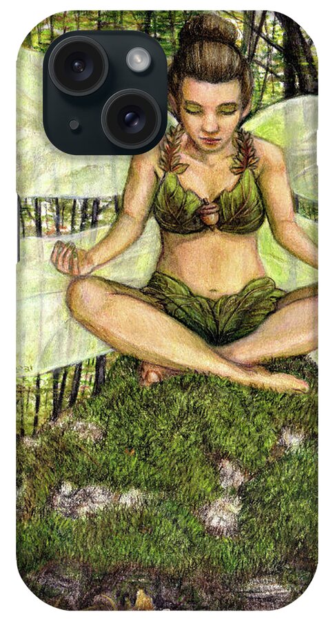 Fairy iPhone Case featuring the drawing At One with the Forest by Shana Rowe Jackson