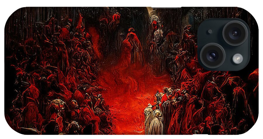 Hell iPhone Case featuring the painting At the Gates of Hell, 08 by AM FineArtPrints