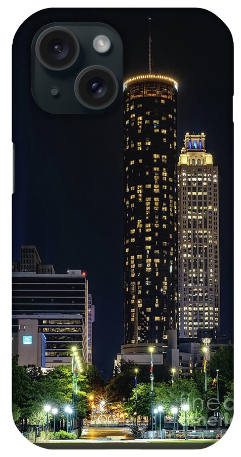 Night iPhone Case featuring the photograph Atlanta Olympic Park by Tom Watkins PVminer pixs