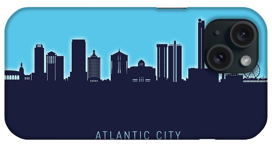 Atlantic City iPhone Case featuring the digital art Atlantic City New Jersey Skyline #92 by Michael Tompsett