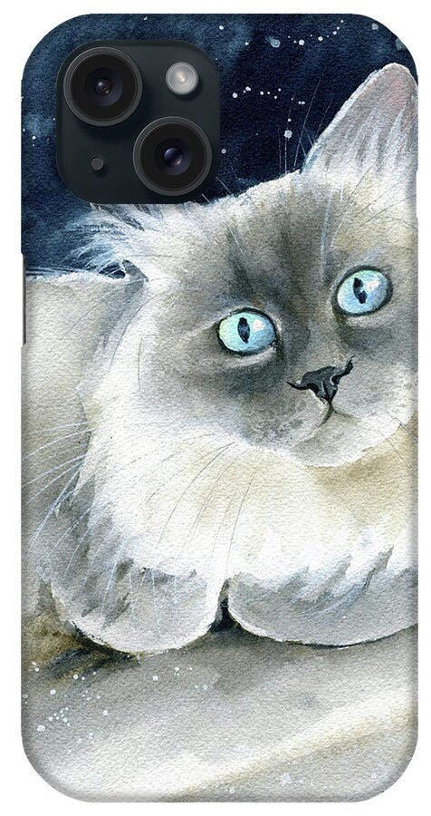 Cats iPhone Case featuring the painting Atticus Ragdoll Cat Painting by Dora Hathazi Mendes