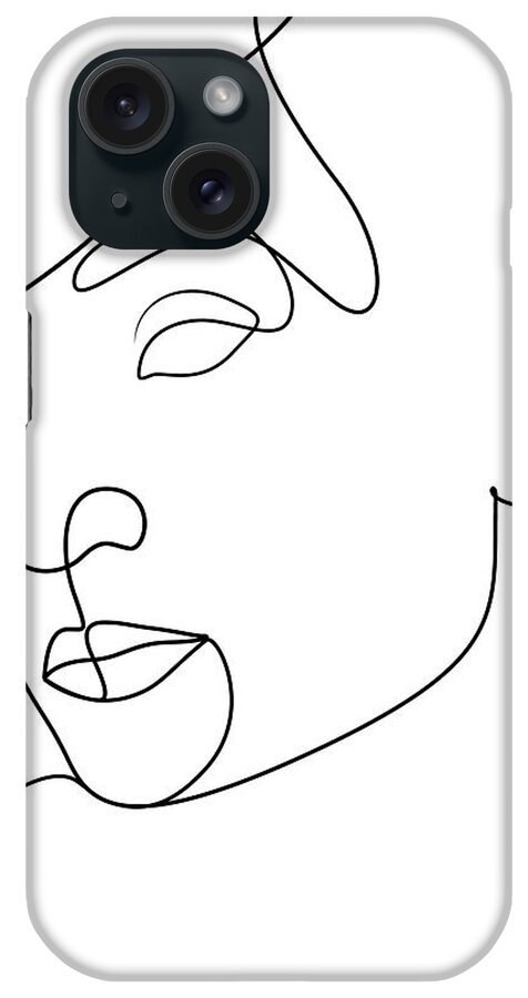 Audrey Hepburn iPhone Case featuring the drawing Audrey Hepburn minimalist portrait by Movie World Posters
