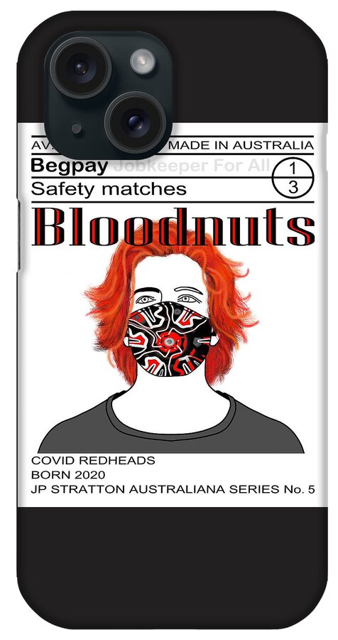 Australiana iPhone Case featuring the drawing Australiana Iconic Matches Bloodnut Male II by Joan Stratton