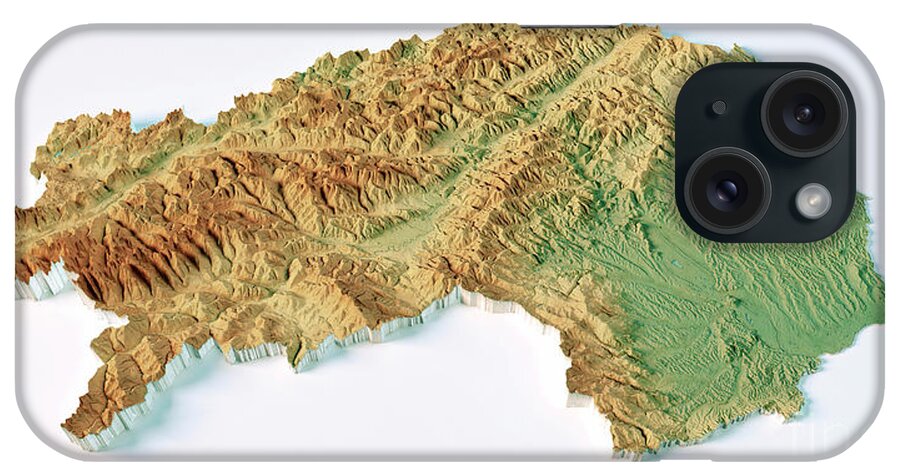 Austria iPhone Case featuring the digital art Austria Steiermark Topographic Map 3D View Color Isolated by Frank Ramspott