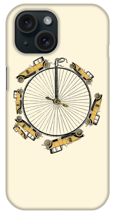 Oldtimer iPhone Case featuring the digital art Automobile Circle by Madame Memento