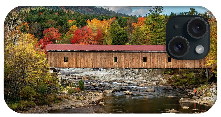 Jay Covered Bridge In Fall iPhone Case featuring the photograph Autumn At The Jay Covered Bridge by Mark Papke