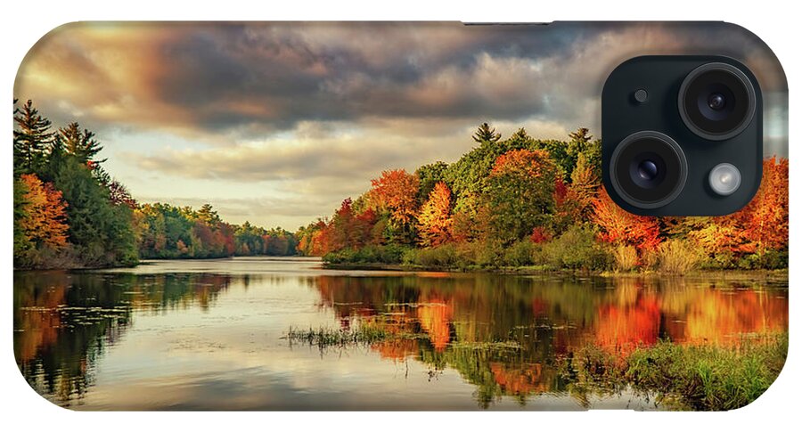 Reflections iPhone Case featuring the photograph Autumn colors pond reflections by Lilia S