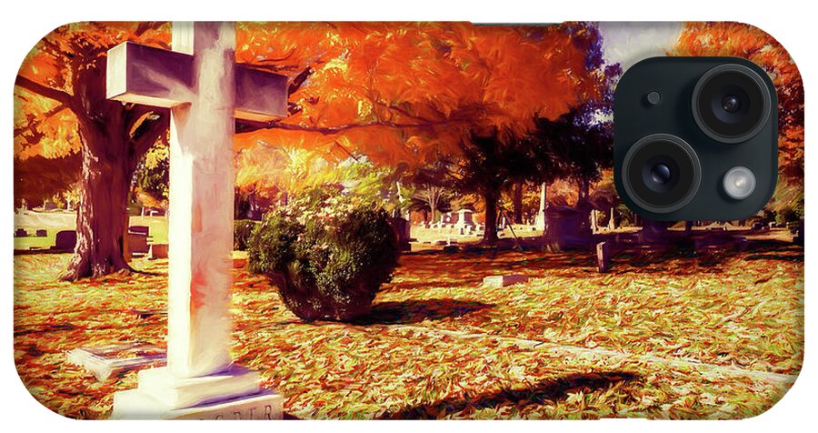 Autumn iPhone Case featuring the painting Autumn Gold in the Cemetery ap by Dan Carmichael