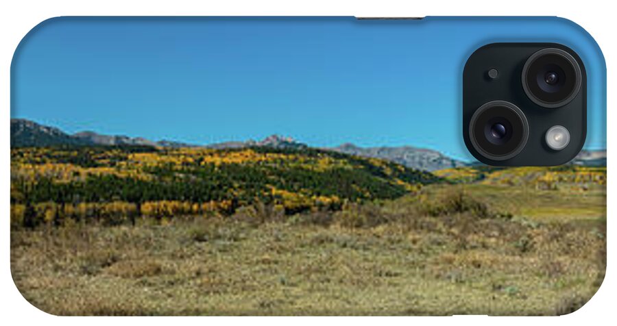 Aspens iPhone Case featuring the photograph Autumn Rocky Mountain Ranch Panorama 2 by Ron Long Ltd Photography