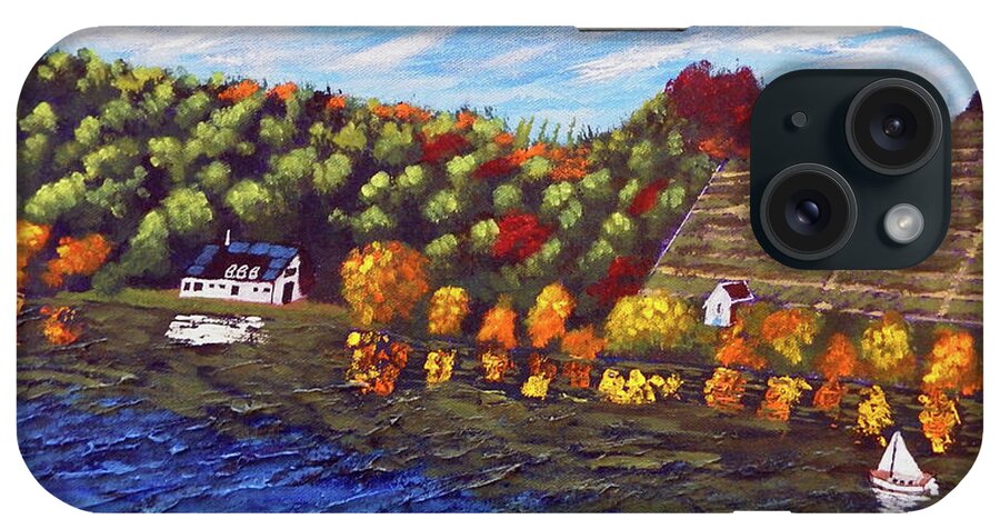 Fall iPhone Case featuring the painting Autumn River Reflections by Frank Littman