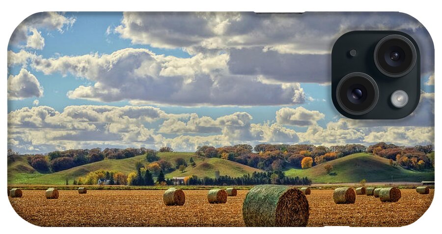 Landscape iPhone Case featuring the photograph Autumn Valley Bales by Bruce Morrison