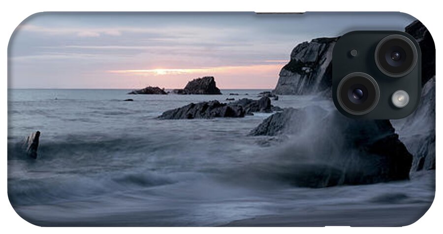 Devon iPhone Case featuring the photograph Ayrmer-cove-south-hams-devon-coast-beach-sunset-waves-panorama by Sonny Ryse