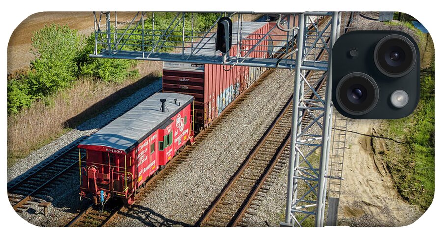 Railroad iPhone Case featuring the photograph B and O 185th Anniversary Caboose northbound at Princeton Indiana by Jim Pearson
