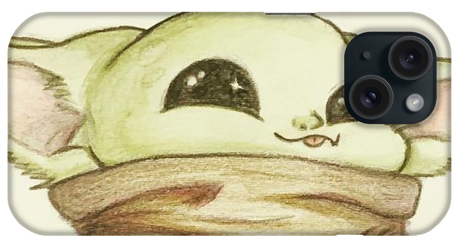 Baby iPhone Case featuring the drawing Baby Yoda by Tejay Nichols