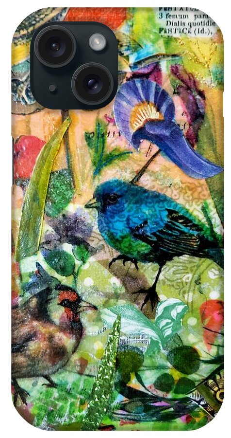 Birds iPhone Case featuring the mixed media Backyard Birds by Deborah Cherrin