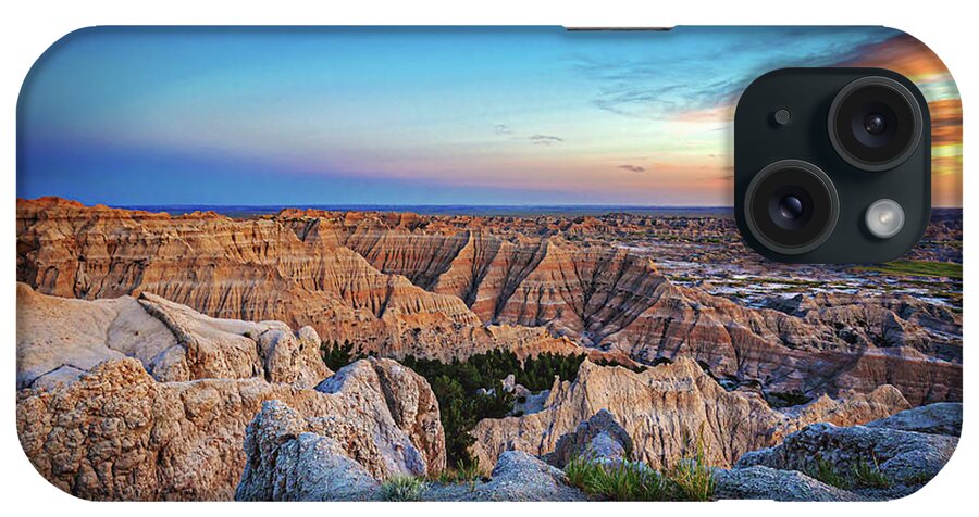 Badlands iPhone Case featuring the photograph Badlands Overlook at Sunset by Joan McCool