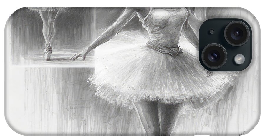 Dancer iPhone Case featuring the drawing Ballerina Pencil Sketch No.2 by My Head Cinema