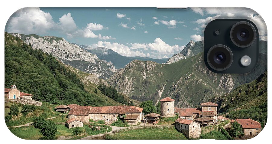 Asturias iPhone Case featuring the photograph Bandujo medieval village in Northern Spain by Benoit Bruchez