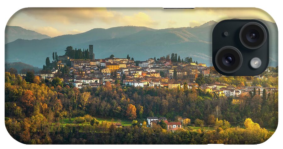 Barga iPhone Case featuring the photograph Barga village in autumn. Garfagnana, Tuscany by Stefano Orazzini