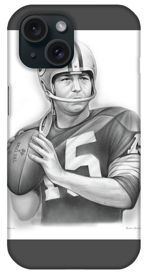 Bart Starr iPhone Case featuring the drawing Bart Starr 2 by Greg Joens